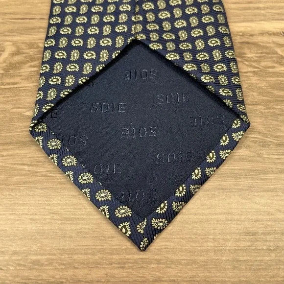 Victor Laurent Finition Main Navy Blue Paisley Silk Necktie Men Formal Accessory - Picture 5 of 7